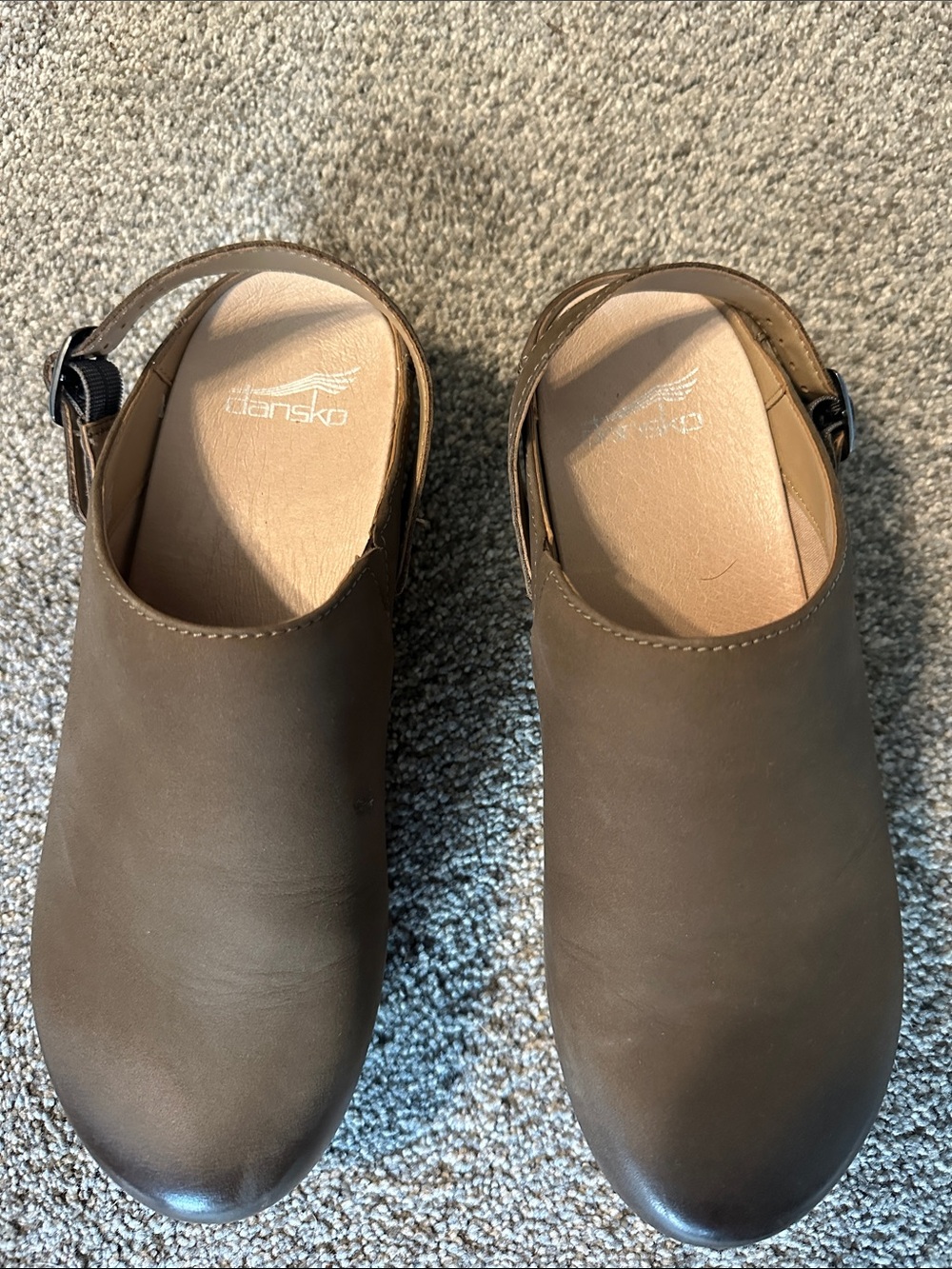 Dansko Brown Slip-On Clog Mules with Back Strap